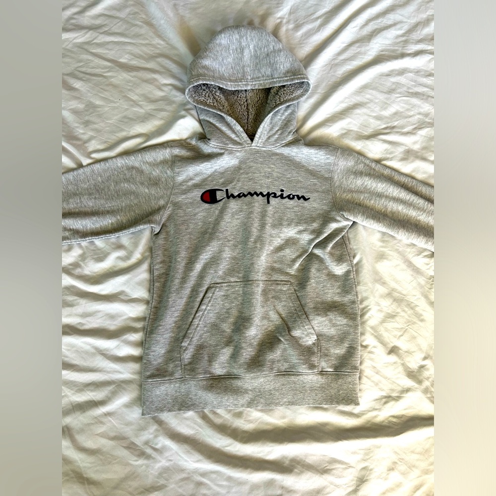 light grey Champion hoodie